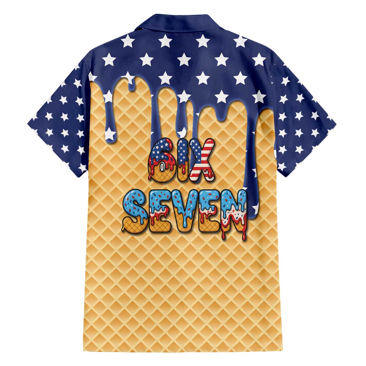 American Flag Ice Cream Drip Family Matching Off The Shoulder Long Sleeve Dress and Hawaiian Shirt 67 Meme Gen Alpha Slang Tee - Wonder Print Shop