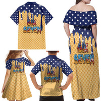 American Flag Ice Cream Drip Family Matching Off Shoulder Maxi Dress and Hawaiian Shirt 67 Meme Gen Alpha Slang Tee - Wonder Print Shop