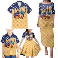 American Flag Ice Cream Drip Family Matching Puletasi and Hawaiian Shirt 67 Meme Gen Alpha Slang Tee - Wonder Print Shop