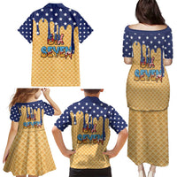 American Flag Ice Cream Drip Family Matching Puletasi and Hawaiian Shirt 67 Meme Gen Alpha Slang Tee - Wonder Print Shop