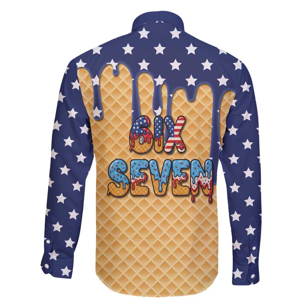 American Flag Ice Cream Drip Family Matching Puletasi and Hawaiian Shirt 67 Meme Gen Alpha Slang Tee - Wonder Print Shop