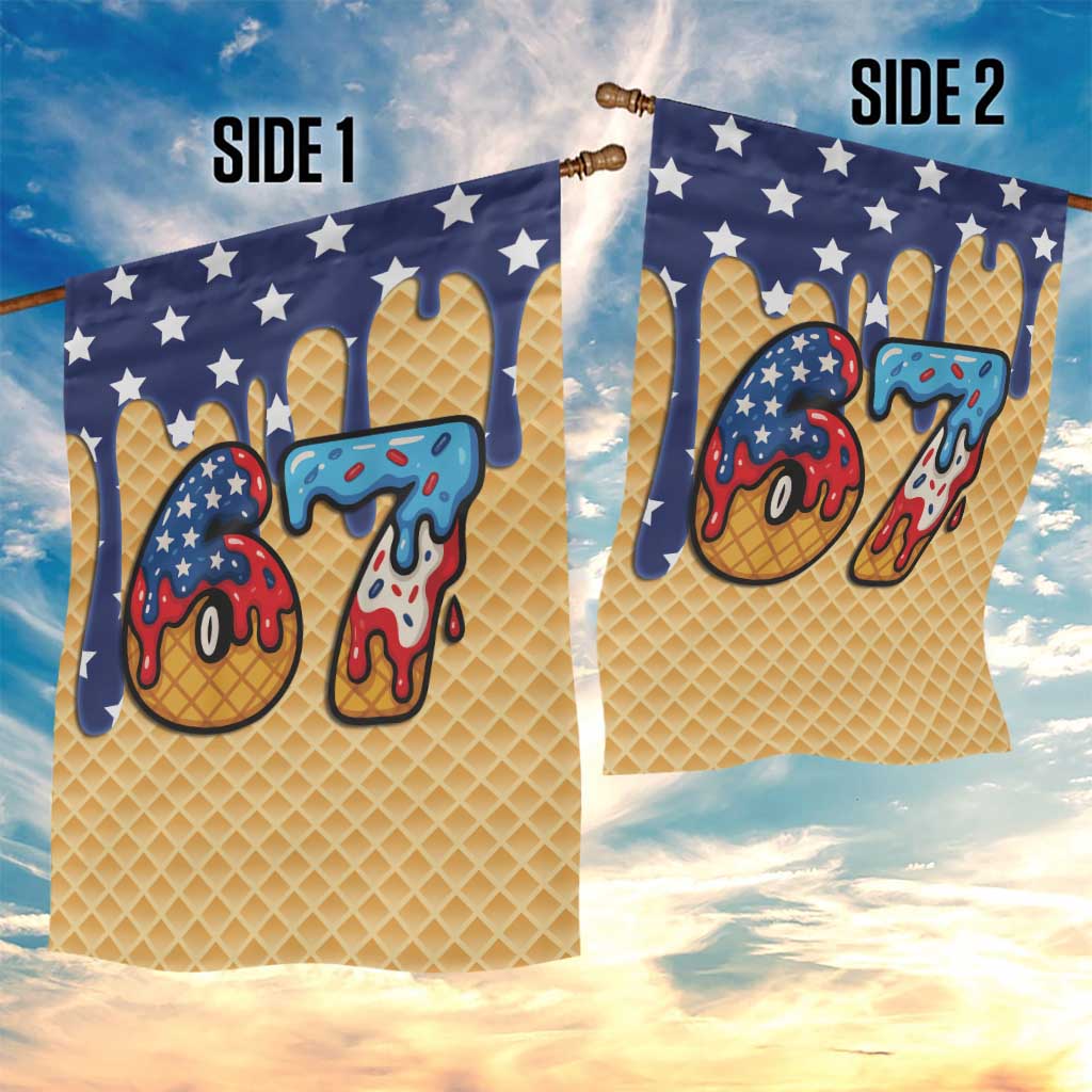 American Flag Ice Cream Drip Garden Flag 67 Meme Gen Alpha Slang Tee - Wonder Print Shop
