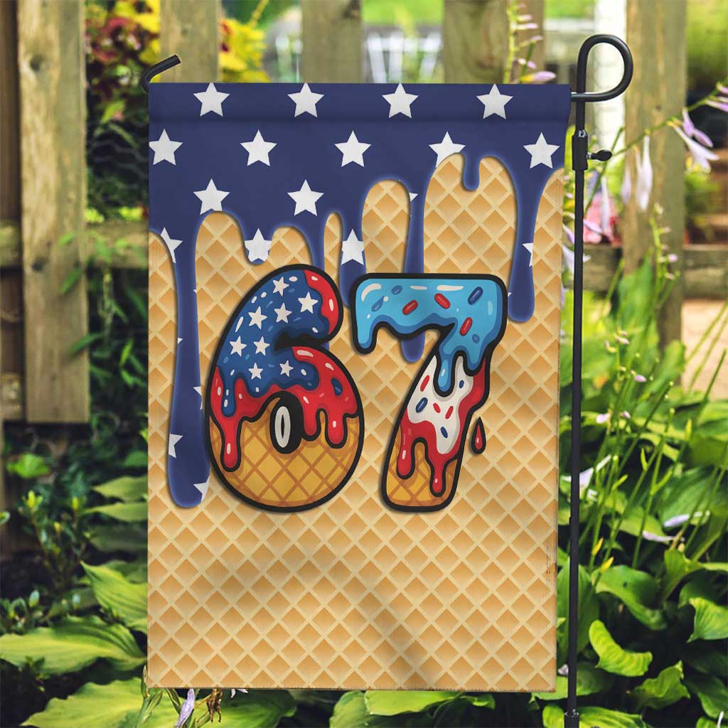 American Flag Ice Cream Drip Garden Flag 67 Meme Gen Alpha Slang Tee - Wonder Print Shop
