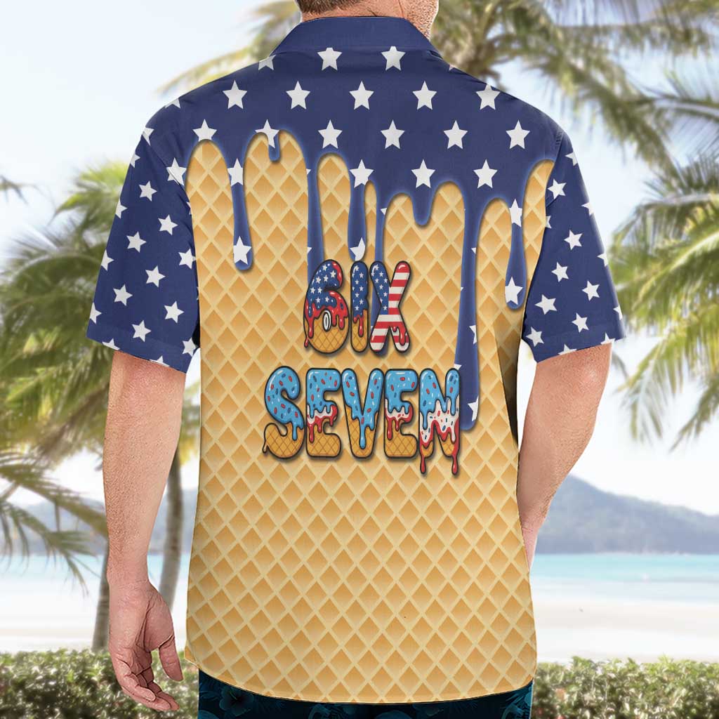 American Flag Ice Cream Drip Hawaiian Shirt 67 Meme Gen Alpha Slang Tee - Wonder Print Shop