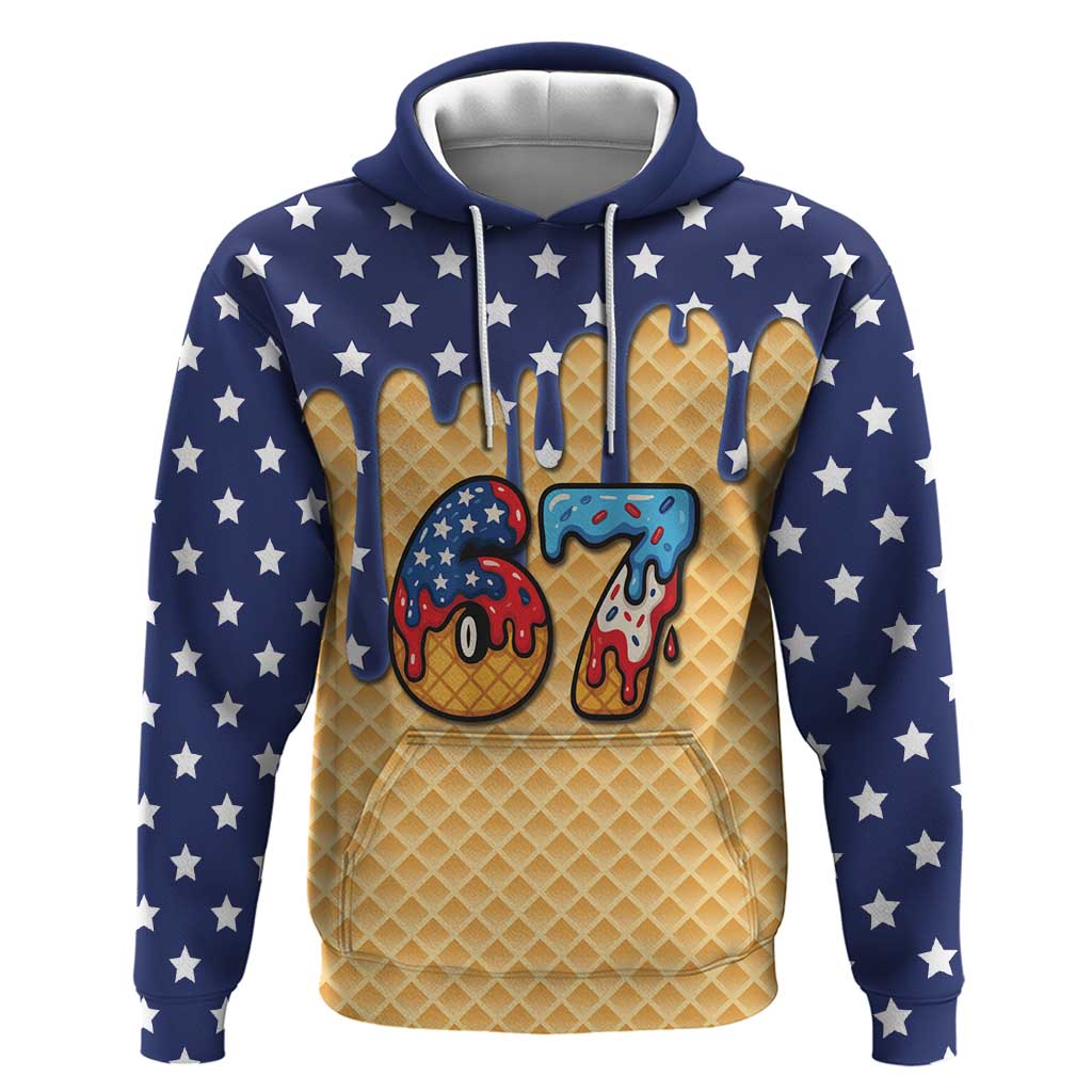 American Flag Ice Cream Drip Hoodie 67 Meme Gen Alpha Slang Tee - Wonder Print Shop