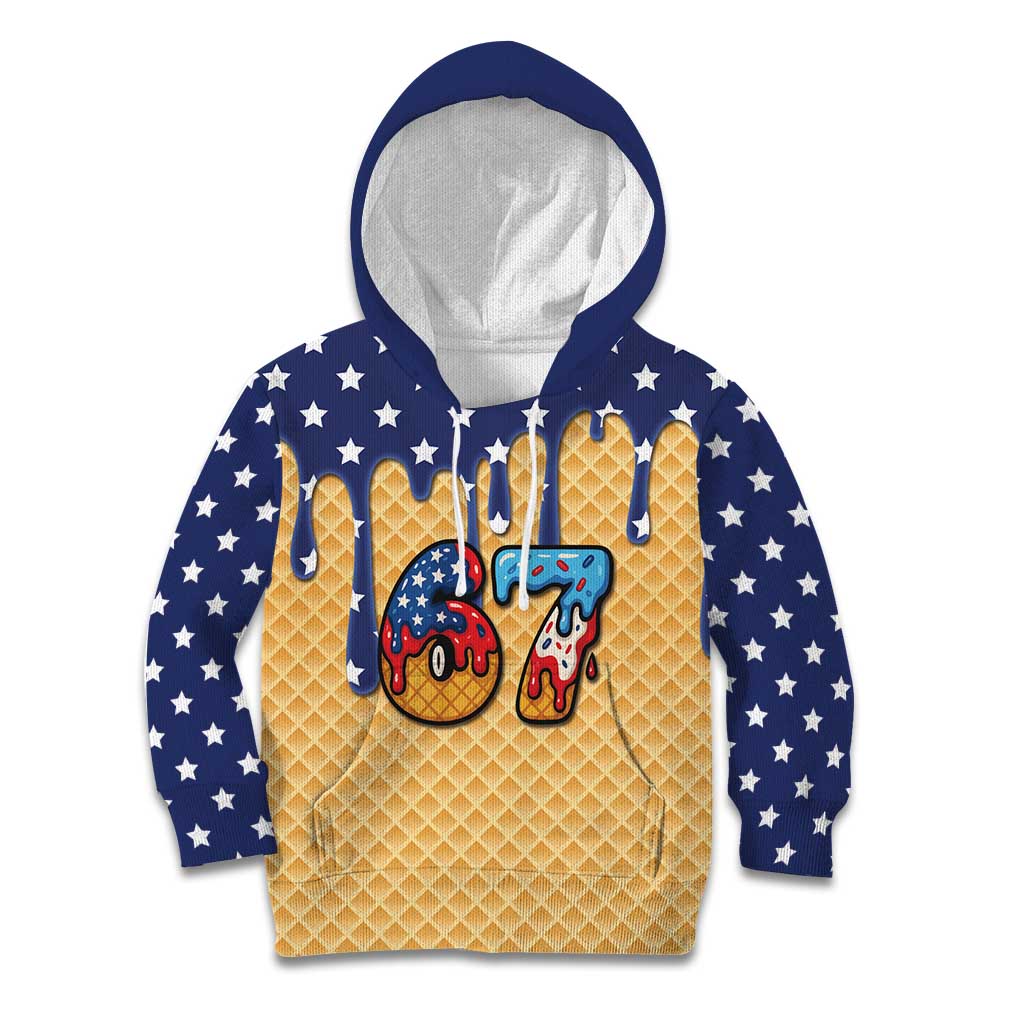 American Flag Ice Cream Drip Kid Hoodie 67 Meme Gen Alpha Slang Tee - Wonder Print Shop
