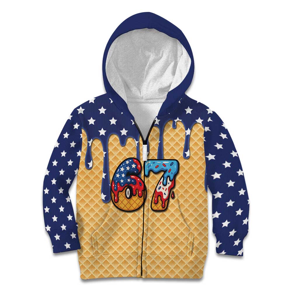American Flag Ice Cream Drip Kid Hoodie 67 Meme Gen Alpha Slang Tee - Wonder Print Shop