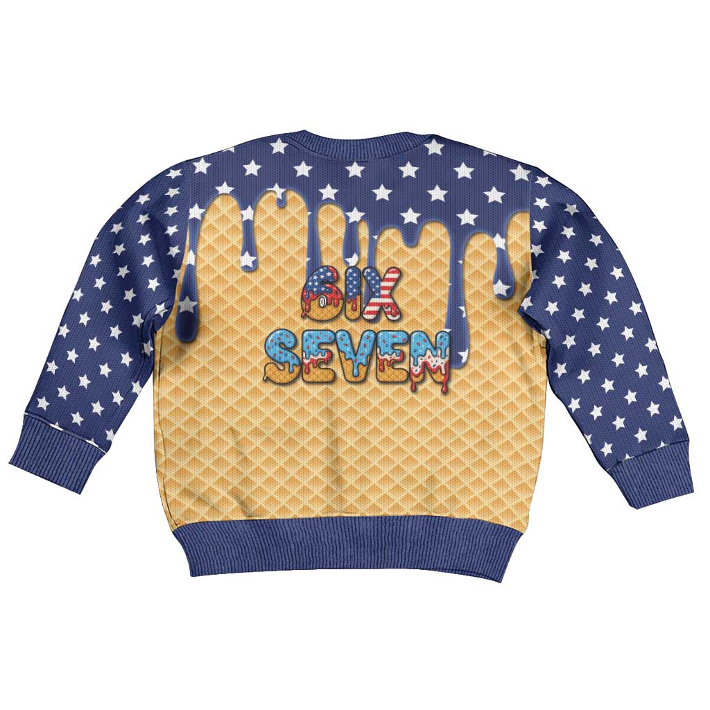 American Flag Ice Cream Drip Kid Ugly Christmas Sweater 67 Meme Gen Alpha Slang Tee - Wonder Print Shop