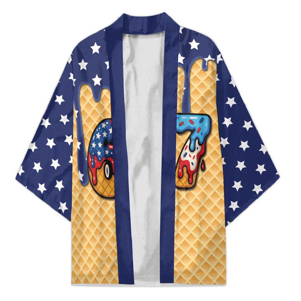 American Flag Ice Cream Drip Kimono 67 Meme Gen Alpha Slang Tee - Wonder Print Shop