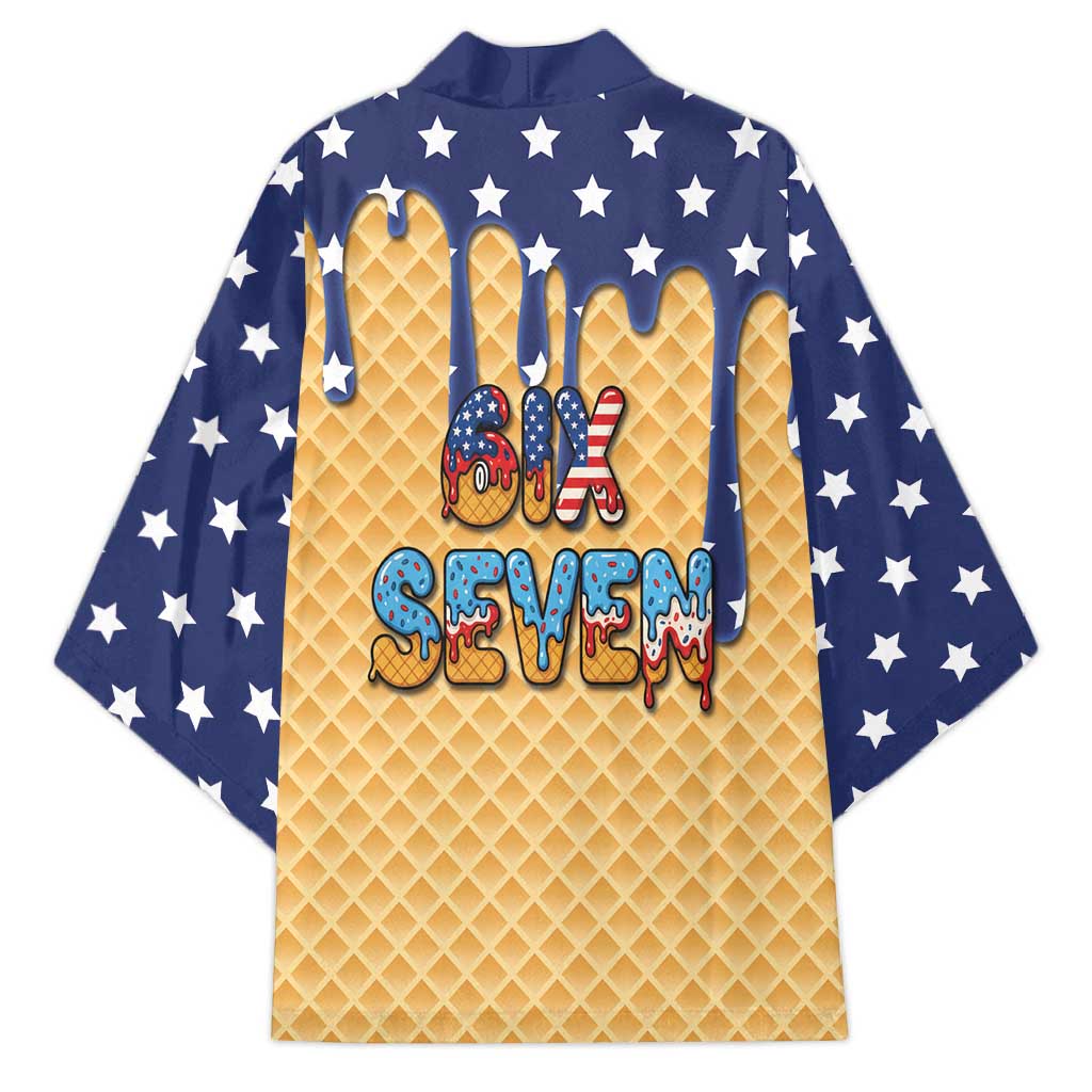 American Flag Ice Cream Drip Kimono 67 Meme Gen Alpha Slang Tee - Wonder Print Shop