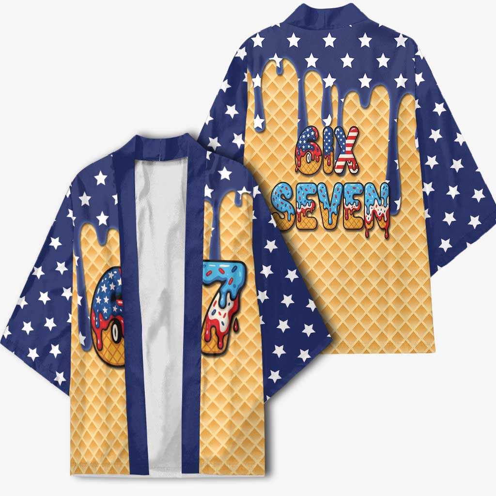 American Flag Ice Cream Drip Kimono 67 Meme Gen Alpha Slang Tee - Wonder Print Shop