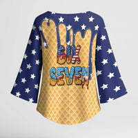American Flag Ice Cream Drip Kimono Sleeve Blouse 67 Meme Gen Alpha Slang Tee - Wonder Print Shop