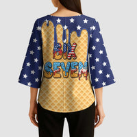 American Flag Ice Cream Drip Kimono Sleeve Blouse 67 Meme Gen Alpha Slang Tee - Wonder Print Shop