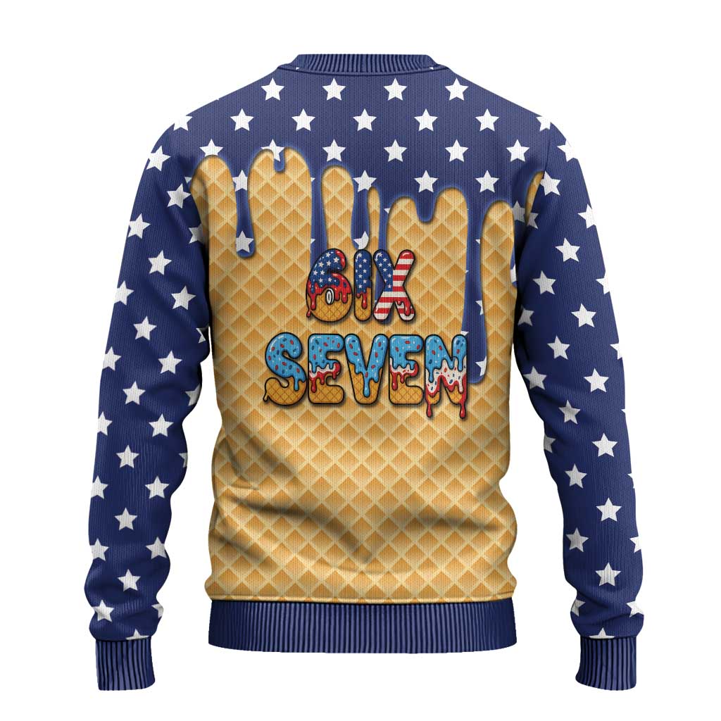 American Flag Ice Cream Drip Ugly Christmas Sweater 67 Meme Gen Alpha Slang Tee - Wonder Print Shop