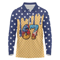 American Flag Ice Cream Drip Long Sleeve Polo Shirt 67 Meme Gen Alpha Slang Tee - Wonder Print Shop
