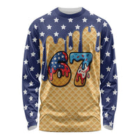 American Flag Ice Cream Drip Long Sleeve Shirt 67 Meme Gen Alpha Slang Tee - Wonder Print Shop