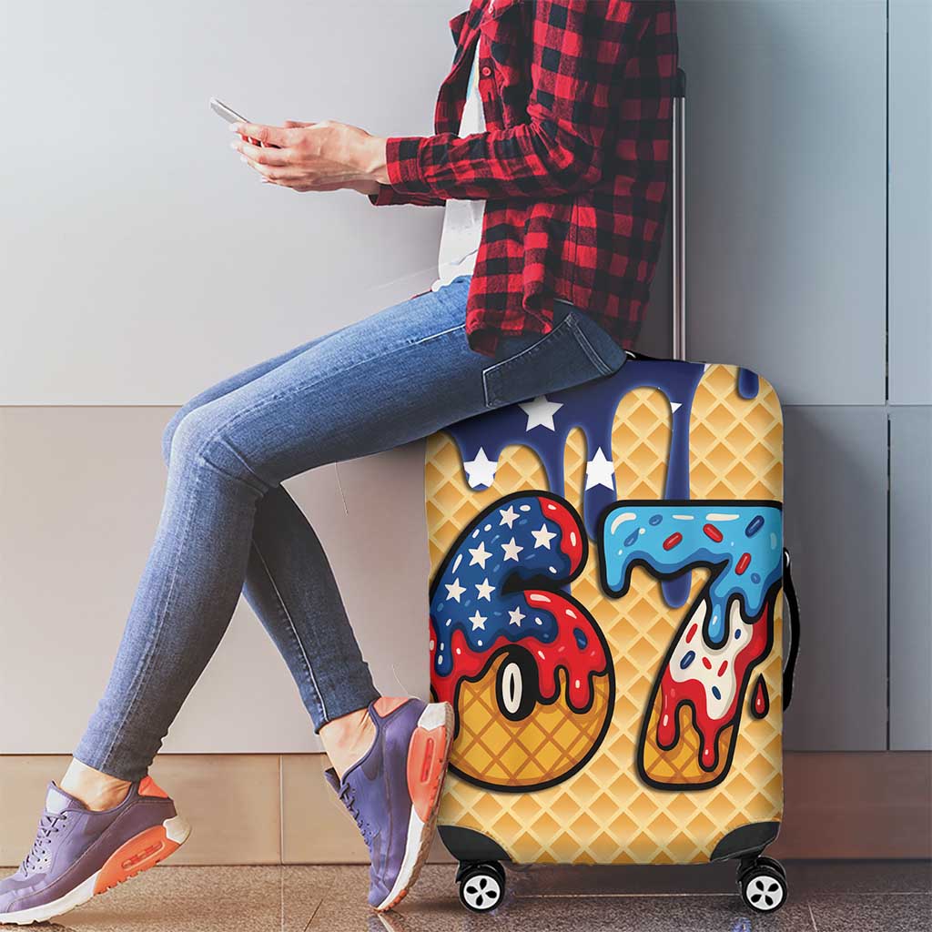 American Flag Ice Cream Drip Luggage Cover 67 Meme Gen Alpha Slang Tee - Wonder Print Shop