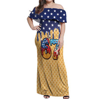 American Flag Ice Cream Drip Off Shoulder Maxi Dress 67 Meme Gen Alpha Slang Tee - Wonder Print Shop