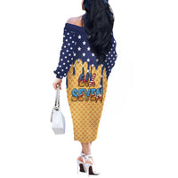 American Flag Ice Cream Drip Off The Shoulder Long Sleeve Dress 67 Meme Gen Alpha Slang Tee - Wonder Print Shop