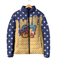 American Flag Ice Cream Drip Padded Jacket 67 Meme Gen Alpha Slang Tee - Wonder Print Shop