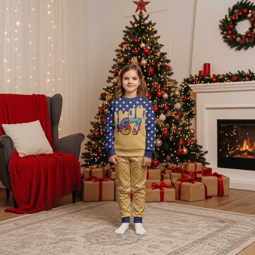 American Flag Ice Cream Drip Christmas Pajama Set 67 Meme Gen Alpha Slang Tee - Wonder Print Shop