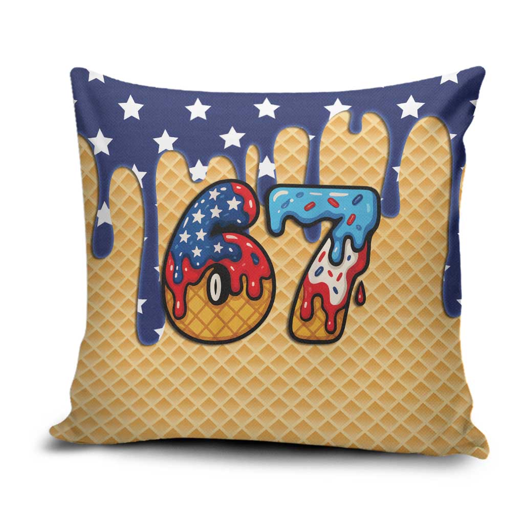 American Flag Ice Cream Drip Pillow Cover 67 Meme Gen Alpha Slang Tee - Wonder Print Shop