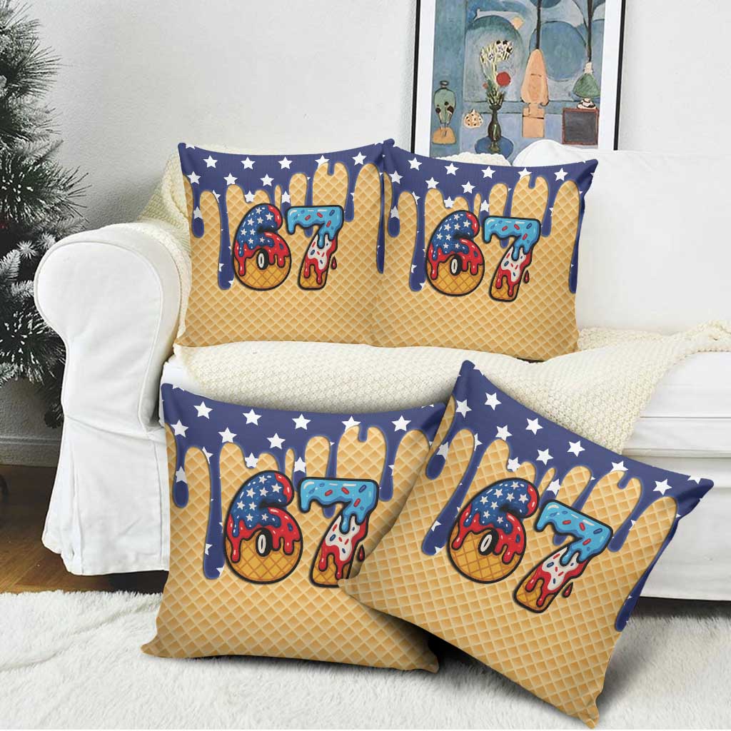 American Flag Ice Cream Drip Pillow Cover 67 Meme Gen Alpha Slang Tee - Wonder Print Shop
