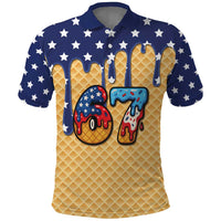 American Flag Ice Cream Drip Polo Shirt 67 Meme Gen Alpha Slang Tee - Wonder Print Shop