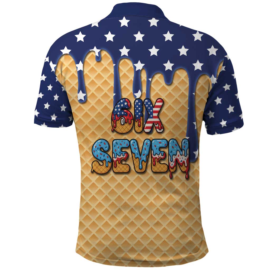 American Flag Ice Cream Drip Polo Shirt 67 Meme Gen Alpha Slang Tee - Wonder Print Shop