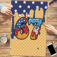 American Flag Ice Cream Drip Puzzle 67 Meme Gen Alpha Slang Tee - Wonder Print Shop
