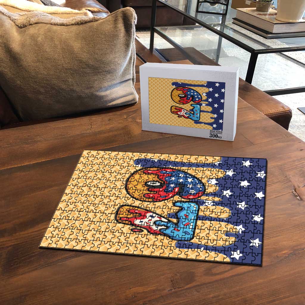 American Flag Ice Cream Drip Puzzle 67 Meme Gen Alpha Slang Tee - Wonder Print Shop