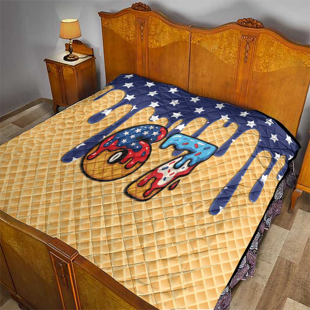 American Flag Ice Cream Drip Quilt 67 Meme Gen Alpha Slang Tee - Wonder Print Shop