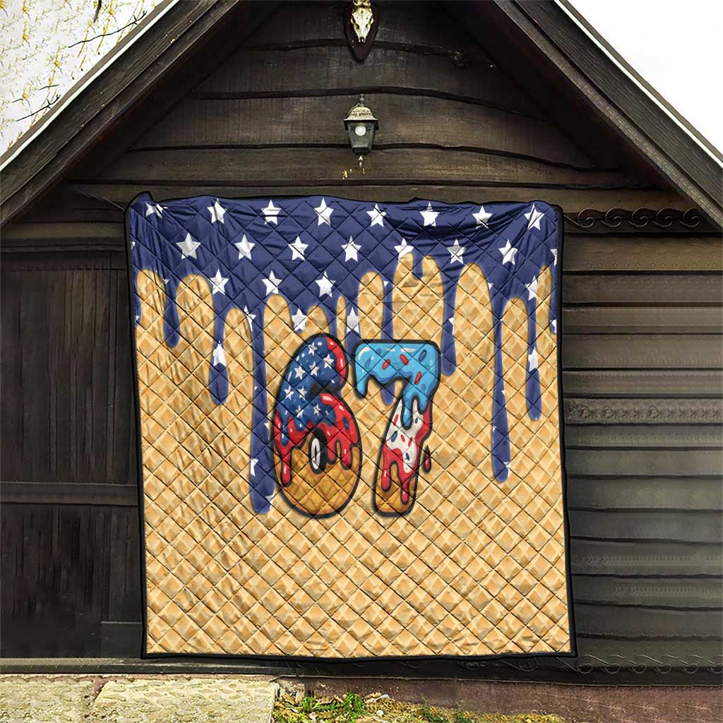 American Flag Ice Cream Drip Quilt 67 Meme Gen Alpha Slang Tee - Wonder Print Shop