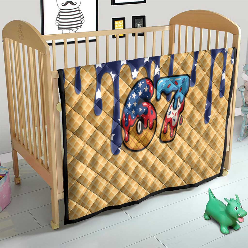 American Flag Ice Cream Drip Quilt 67 Meme Gen Alpha Slang Tee - Wonder Print Shop