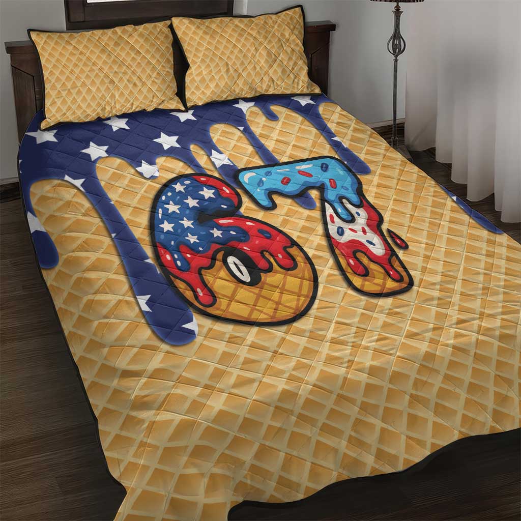 American Flag Ice Cream Drip Quilt Bed Set 67 Meme Gen Alpha Slang Tee - Wonder Print Shop