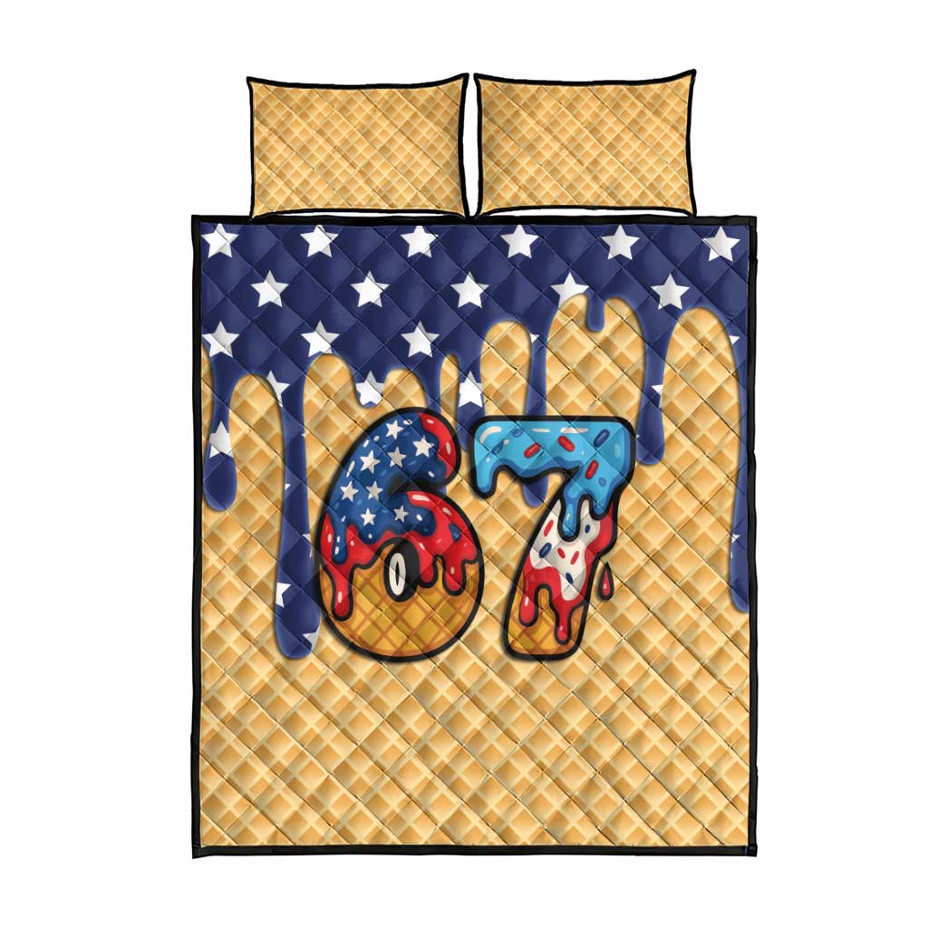 American Flag Ice Cream Drip Quilt Bed Set 67 Meme Gen Alpha Slang Tee - Wonder Print Shop