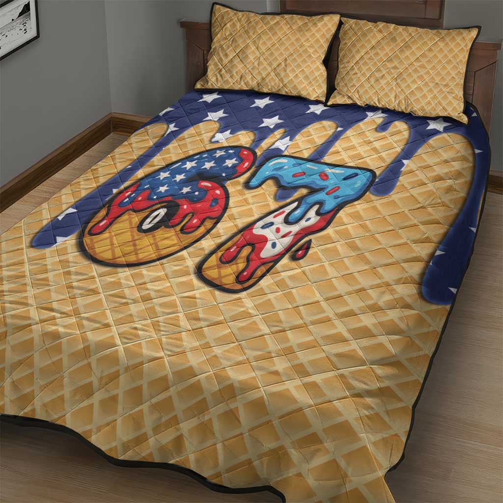 American Flag Ice Cream Drip Quilt Bed Set 67 Meme Gen Alpha Slang Tee - Wonder Print Shop