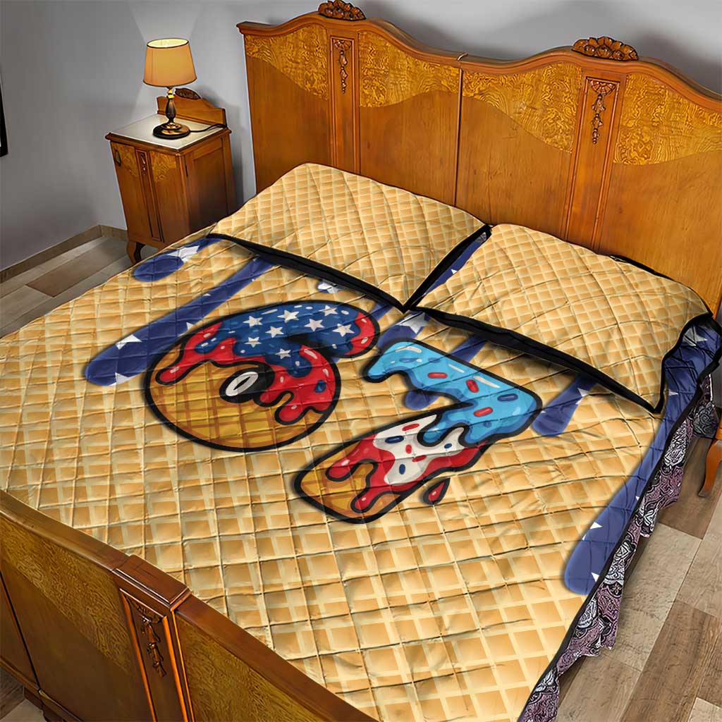 American Flag Ice Cream Drip Quilt Bed Set 67 Meme Gen Alpha Slang Tee - Wonder Print Shop