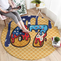 American Flag Ice Cream Drip Round Carpet 67 Meme Gen Alpha Slang Tee - Wonder Print Shop