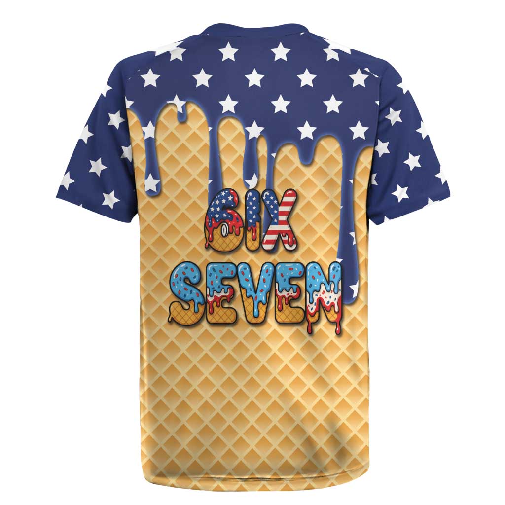 American Flag Ice Cream Drip Rugby Jersey 67 Meme Gen Alpha Slang Tee - Wonder Print Shop