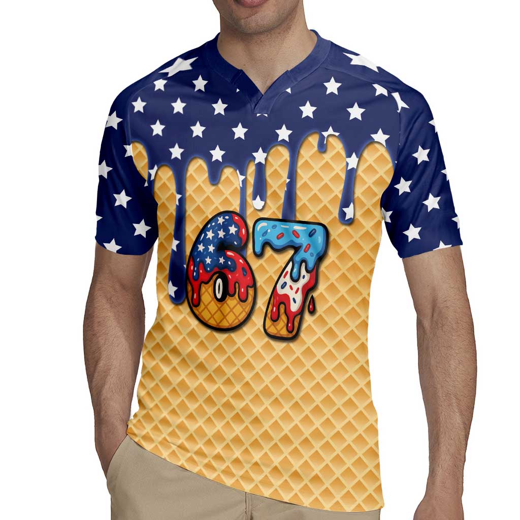 American Flag Ice Cream Drip Rugby Jersey 67 Meme Gen Alpha Slang Tee - Wonder Print Shop