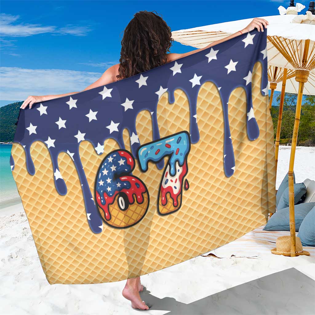 American Flag Ice Cream Drip Sarong 67 Meme Gen Alpha Slang Tee - Wonder Print Shop