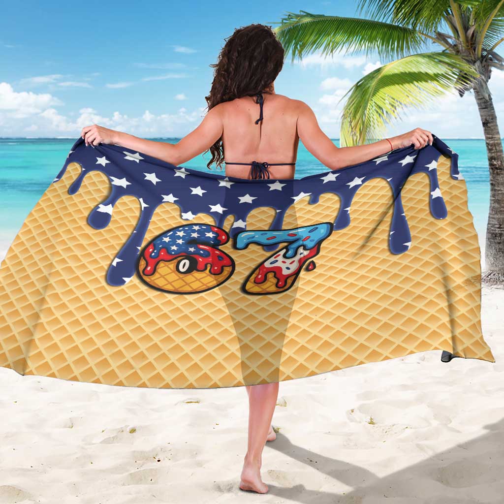 American Flag Ice Cream Drip Sarong 67 Meme Gen Alpha Slang Tee - Wonder Print Shop