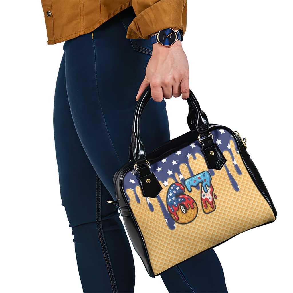 American Flag Ice Cream Drip Shoulder Handbag 67 Meme Gen Alpha Slang Tee - Wonder Print Shop