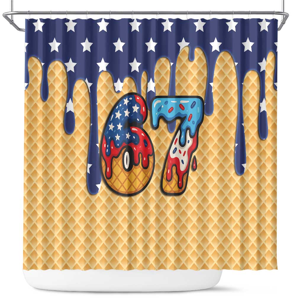 American Flag Ice Cream Drip Shower Curtain 67 Meme Gen Alpha Slang Tee - Wonder Print Shop