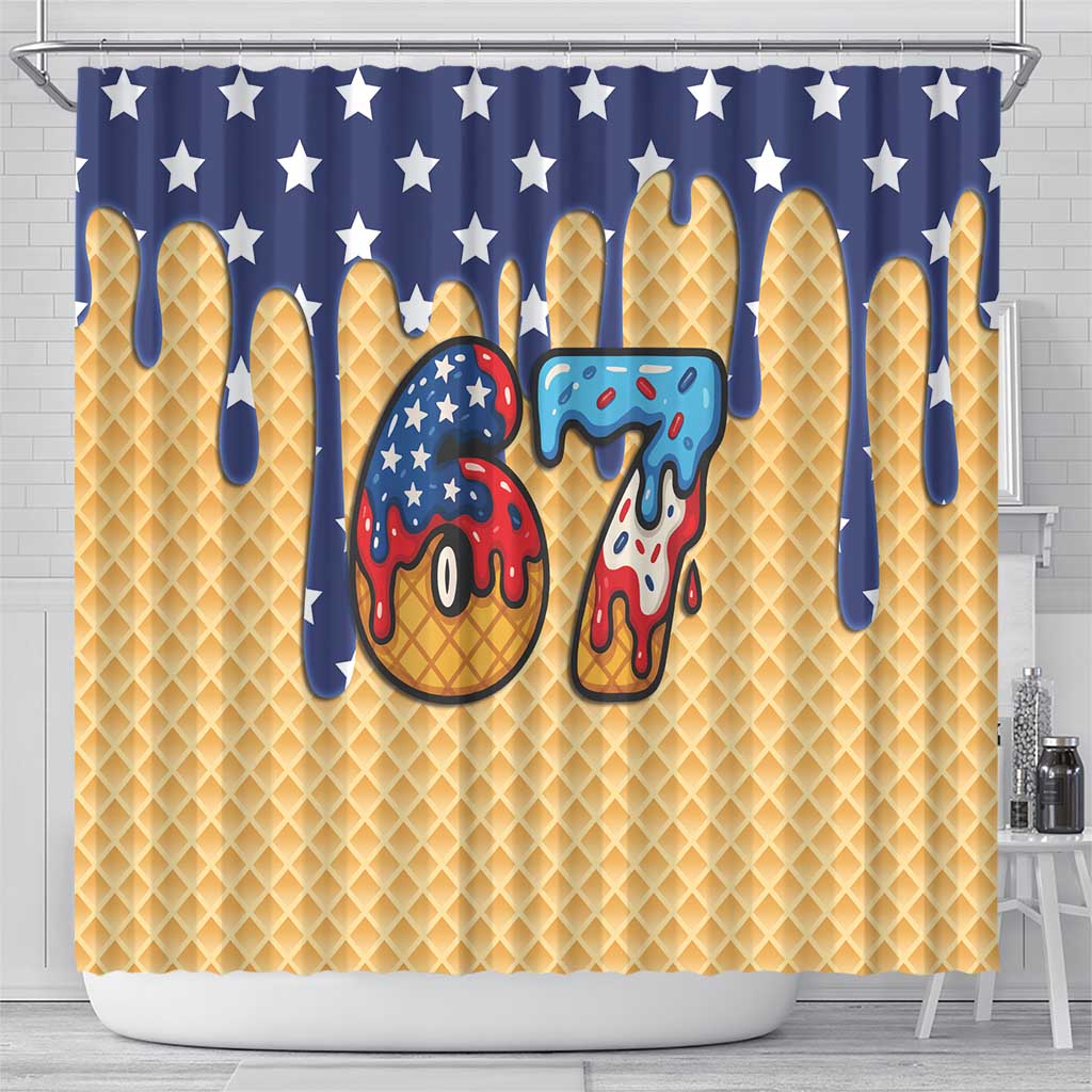 American Flag Ice Cream Drip Shower Curtain 67 Meme Gen Alpha Slang Tee - Wonder Print Shop