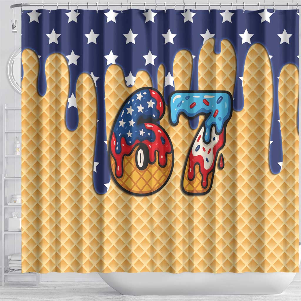American Flag Ice Cream Drip Shower Curtain 67 Meme Gen Alpha Slang Tee - Wonder Print Shop