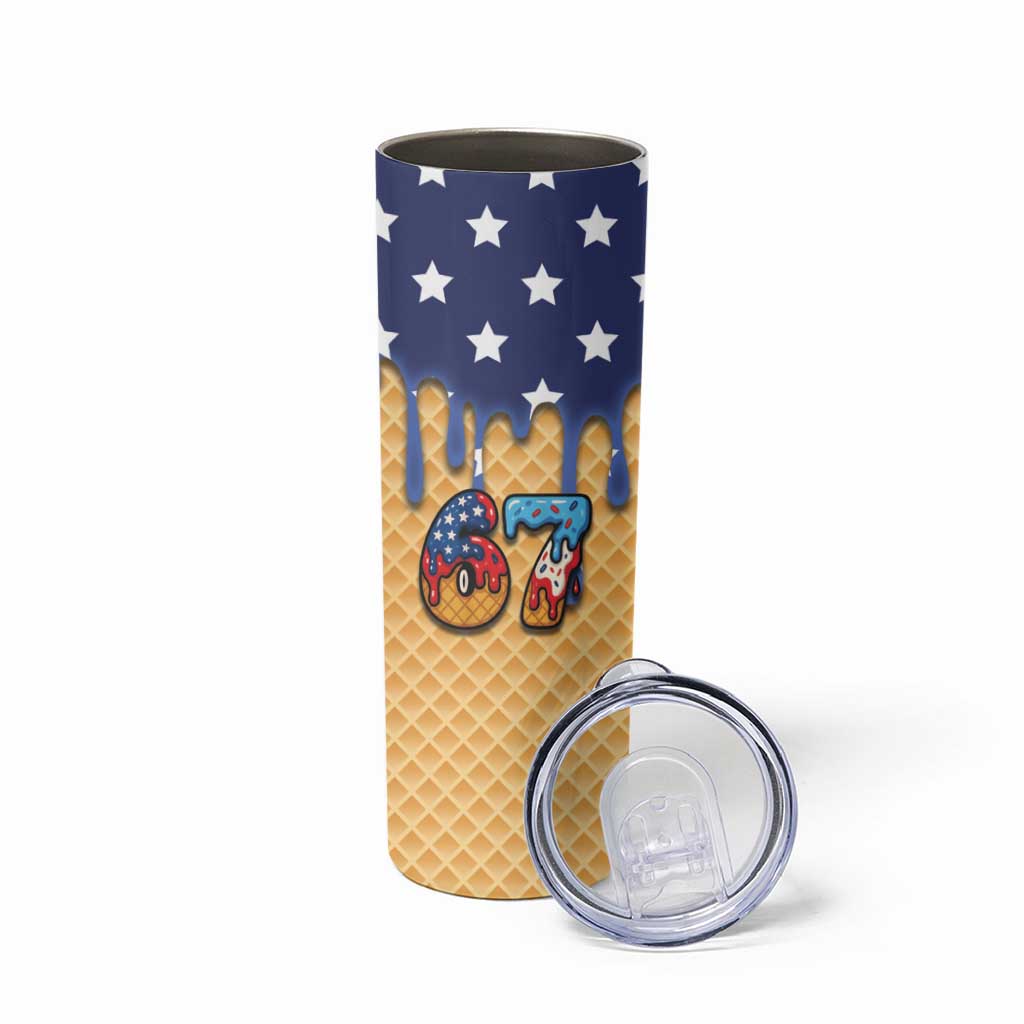 American Flag Ice Cream Drip Skinny Tumbler 67 Meme Gen Alpha Slang Tee - Wonder Print Shop