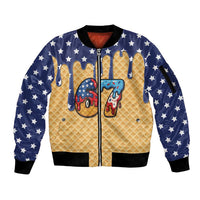 American Flag Ice Cream Drip Sleeve Zip Bomber Jacket 67 Meme Gen Alpha Slang Tee - Wonder Print Shop