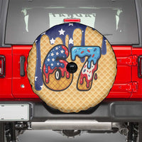 American Flag Ice Cream Drip Spare Tire Cover 67 Meme Gen Alpha Slang Tee - Wonder Print Shop